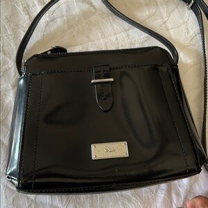 LAUREN RALPH LAUREN Y2K  Black patent cow leather Crossbody Bag. Adjust straps